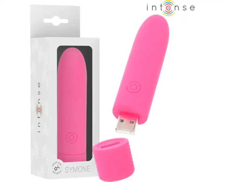 INTENSE SYMONE USB RECHARGEABLE VIBRATING BULLET 8 VIBRATIONS PINK 10 X 2.2 CM