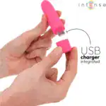 INTENSE SYMONE USB RECHARGEABLE VIBRATING BULLET 8 VIBRATIONS PINK 10 X 2.2 CM3