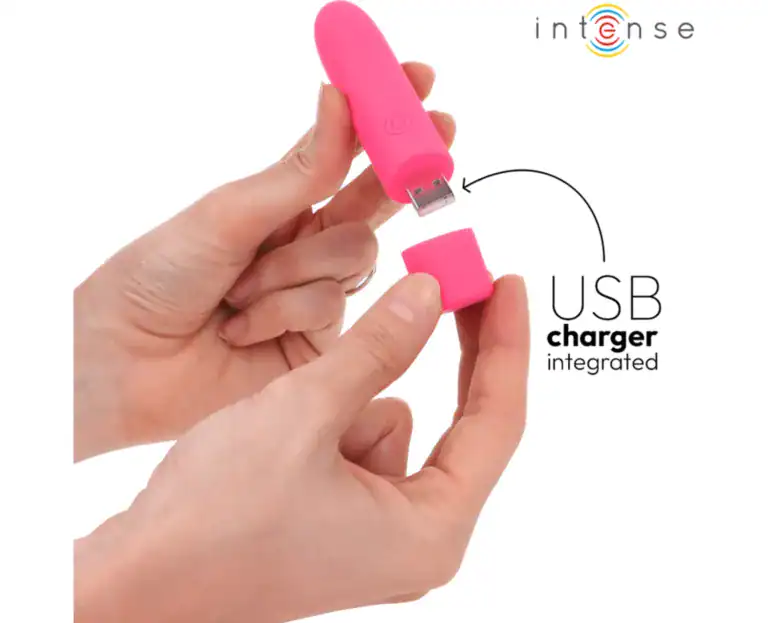 INTENSE SYMONE USB RECHARGEABLE VIBRATING BULLET 8 VIBRATIONS PINK 10 X 2.2 CM3