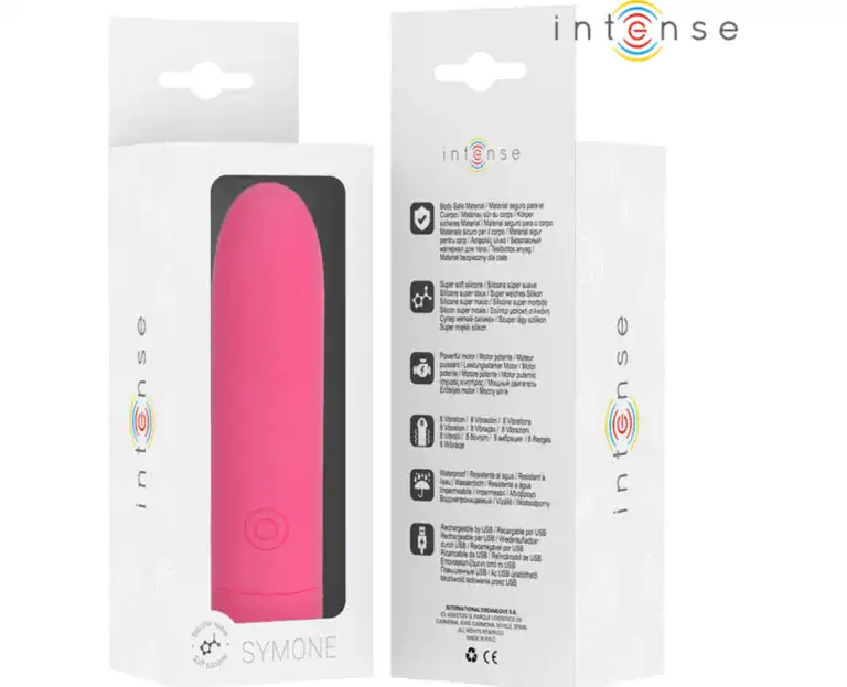 INTENSE SYMONE USB RECHARGEABLE VIBRATING BULLET 8 VIBRATIONS PINK 10 X 2.2 CM4