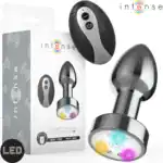 INTENSE VIBRATING METAL ANAL PLUG WITH LED LIGHTS AND REMOTE CONTROL SIZE M