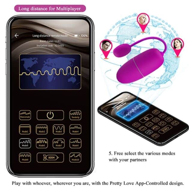 Ou Vibrator NYMPH PURPLE, cu Control prin Aplicație – PRETTY LOVE1