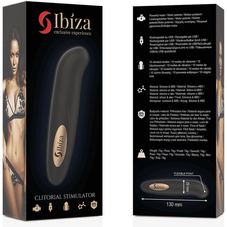 Stimulator Clitoridian IBIZA GOLDEN (13 x 2,9 cm), Reîncărcabil USB, 10 Moduri de Vibrație – IBIZA3