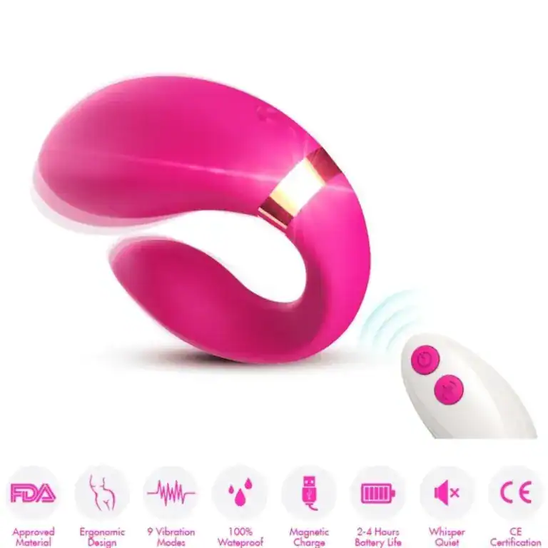 Vibrator pentru Cupluri cu Telecomandă Armony Crescent – Fucsia