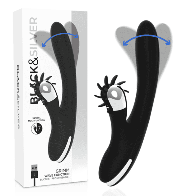 Vibrator „Bunny Grimm” cu funcție wave „Black & Silver”3