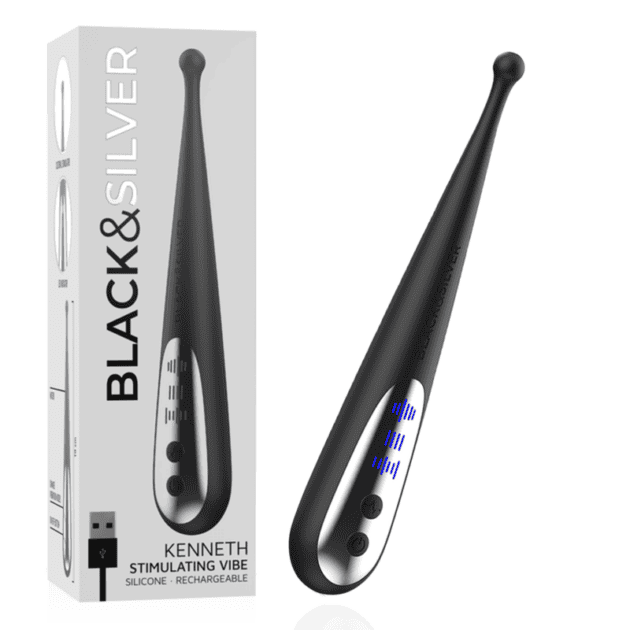 Vibrator „Kenneth” pentru stimulare „Black & Silver”