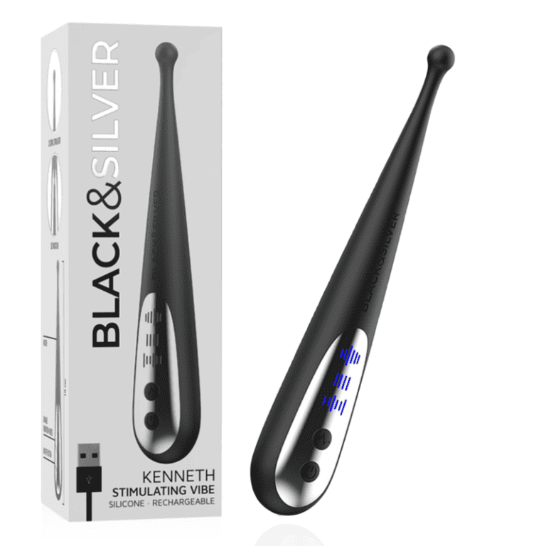 Vibrator „Kenneth” pentru stimulare „Black & Silver”