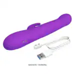 Vibrator Rabbit cu Stimulare prin Pulsat╠Žii s╠Ži LED Mov7