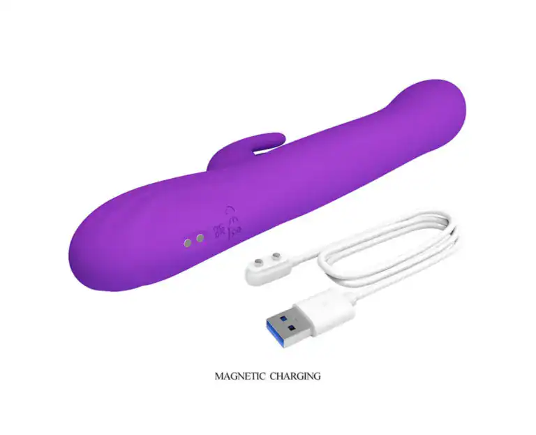 Vibrator Rabbit cu Stimulare prin Pulsat╠Žii s╠Ži LED Mov7