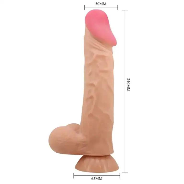 Dildo Vibrator Pretty Sliding Skin cu Telecomandă, 24 cm