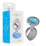 Dop Anal Metalic Intense cu Cristal Albastru, Mărimea S, 7 cm