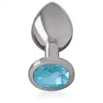 Dop Anal Metalic Intense cu Cristal Albastru, S, 7 cm