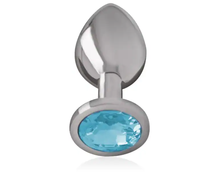 Dop Anal Metalic Intense cu Cristal Albastru, S, 7 cm