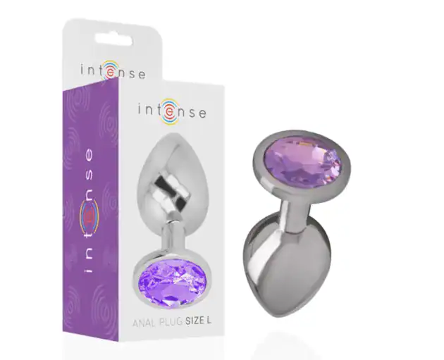 Dop Anal Metalic Intense cu Cristal Mov, Mărimea S, 7 cm