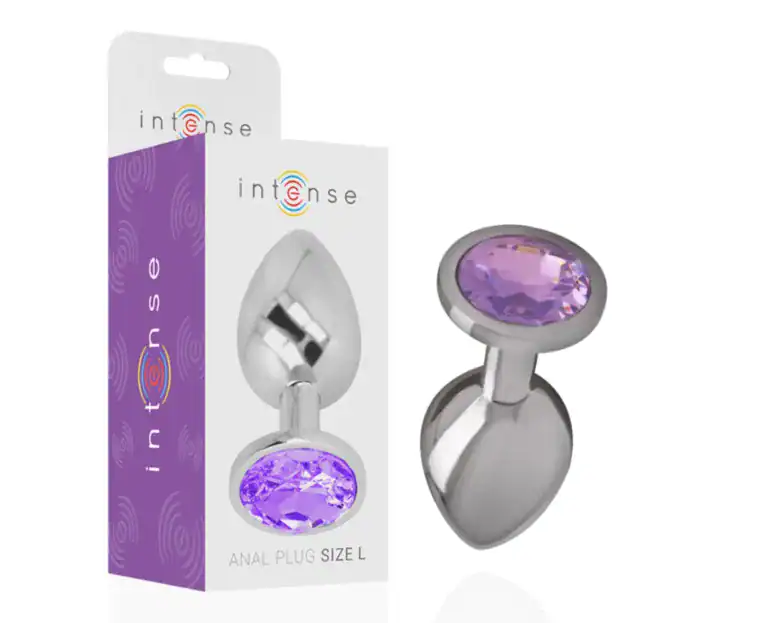 Dop Anal Metalic Intense cu Cristal Mov, Mărimea S, 7 cm