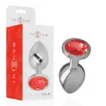 Dop Anal Metalic Intense cu Cristal Roșu, Mărimea M, 8 cm