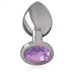 Dop Anal Metalic cu Cristal Mov, Mărimea S, 7 cm
