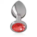 Dop Anal Metalic cu Cristal Roșu, Mărimea M, 8 cm