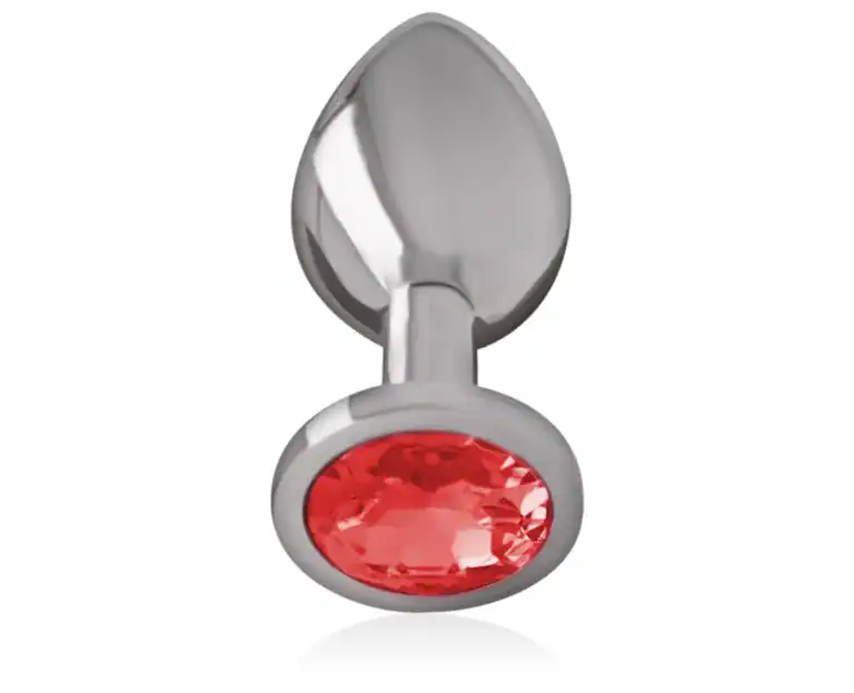 Dop Anal Metalic cu Cristal Roșu, Mărimea M, 8 cm