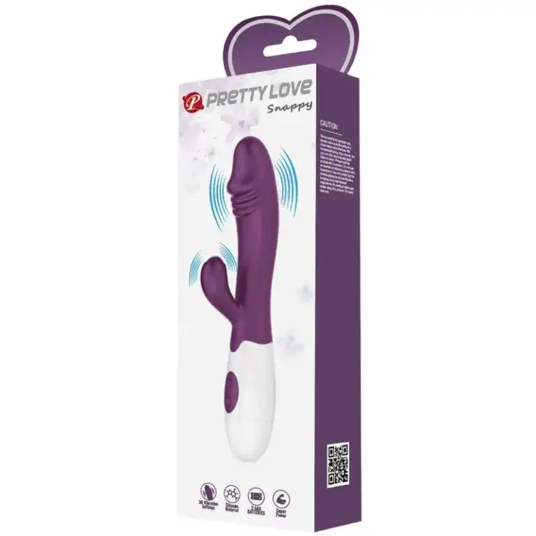 Vibrator Dublu Pretty Love Brighty, Stimulare G Spot și Clitoris, 30 Funcții – Mov