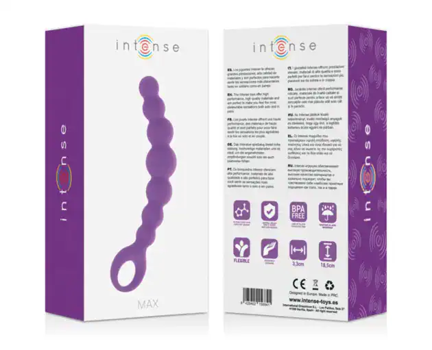 Lanț Anal Intense Max Liliac, 8 Bile din Silicon Medical, 18,5 cm