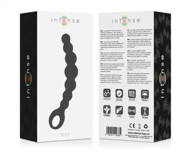 Lanț Anal Intense Max Black, 8 Bile din Silicon Medical, 18,5 cm