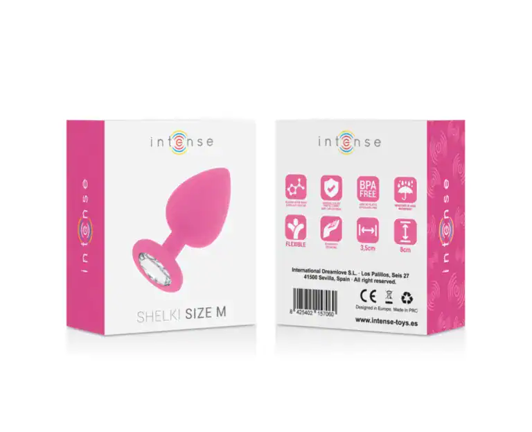 Dop Anal Shelki M, Silicon Medical Premium, Bază Diamant, 8 cm, roz