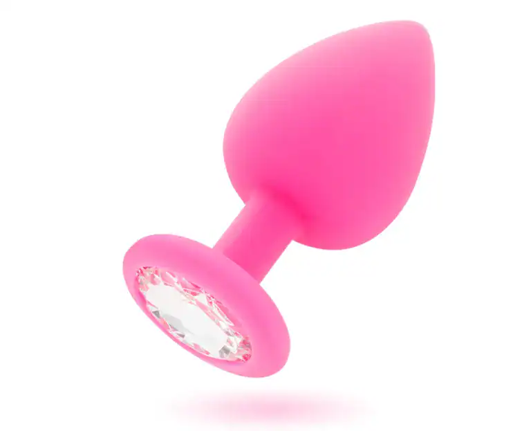 Dop Anal Shelki M, Silicon Medical Premium, Bază Diamant, 8 cm, roz