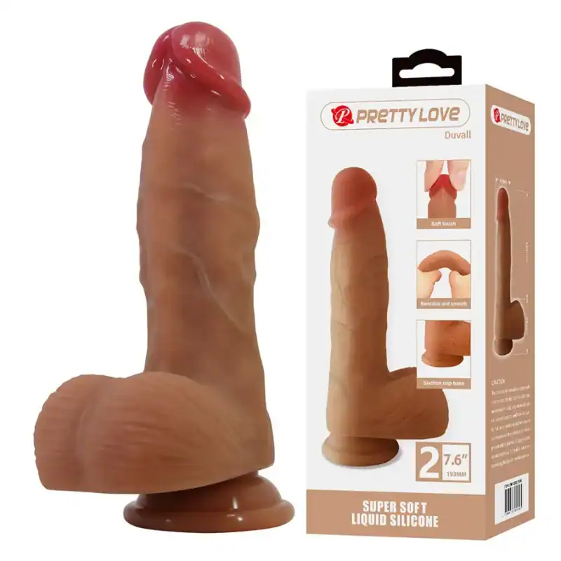 Dildo realist Duvall Pretty Love 19,3 cm cu ventuză, silicon