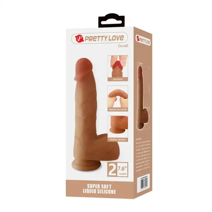 Dildo realist Pretty Love Duvall 19,3 cm cu ventuză, silicon