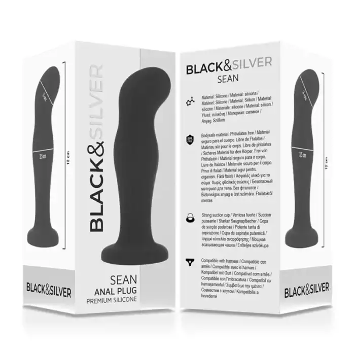 Dop anal Black&Silver Sean negru din silicon premium