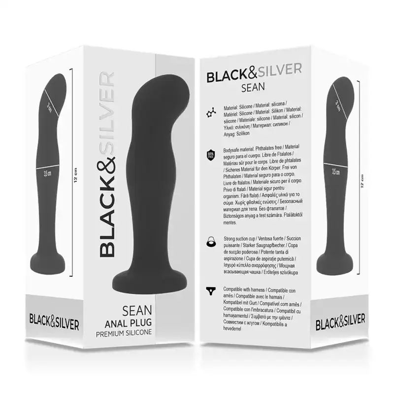 Dop anal Black&Silver Sean negru din silicon premium