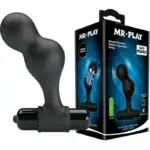 Dop anal vibrator Mr Play negru din silicon cu glonț albastru