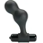 Dop anal vibrator Mr Play negru din silicon cu glonț albastru