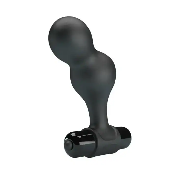Dop anal vibrator Mr Play negru din silicon cu glonț albastru