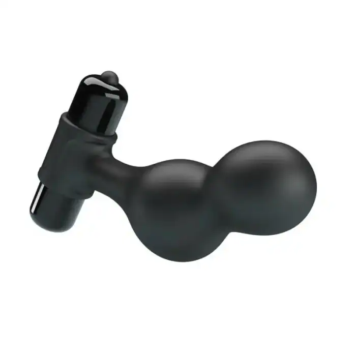 Dop anal vibrator Mr Play negru din silicon cu glonț albastru