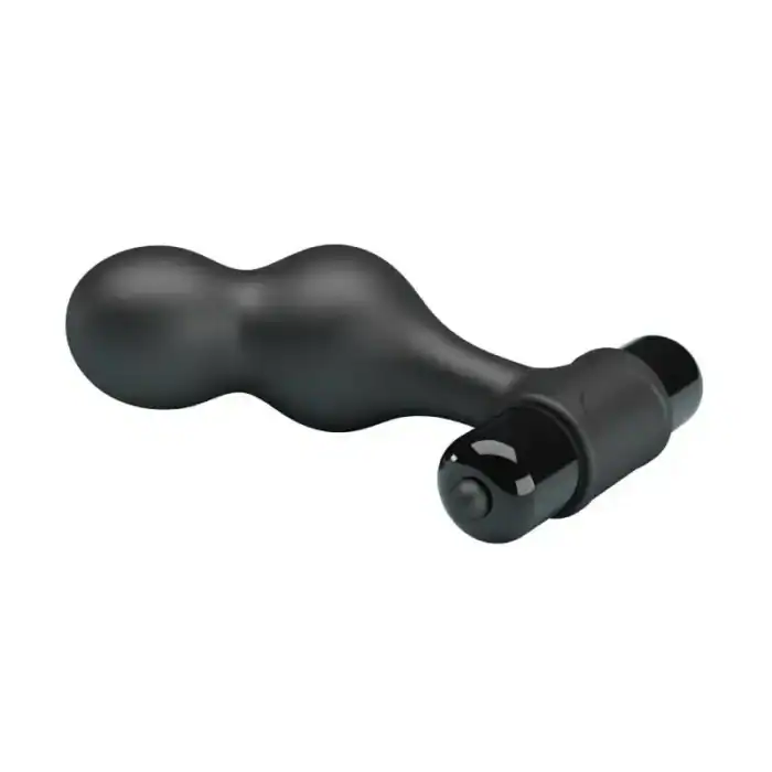 Dop anal vibrator Mr Play negru din silicon cu glonț albastru