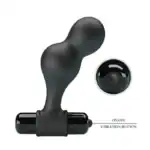 Dop anal vibrator Mr Play negru din silicon cu glonț albastru