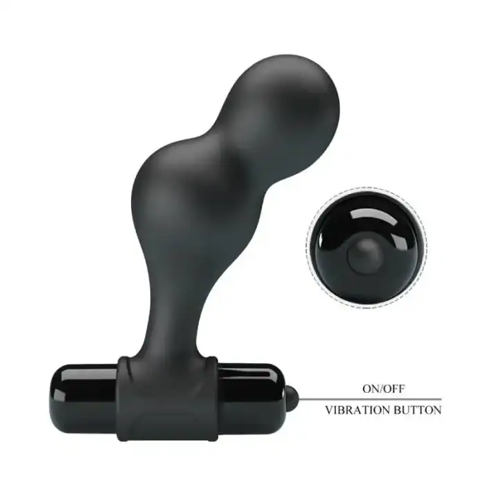 Dop anal vibrator Mr Play negru din silicon cu glonț albastru