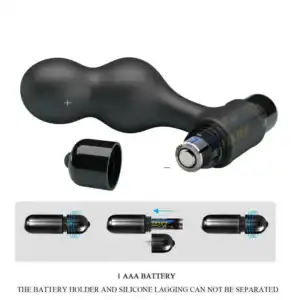 Dop anal vibrator Mr Play negru din silicon cu glonț albastru