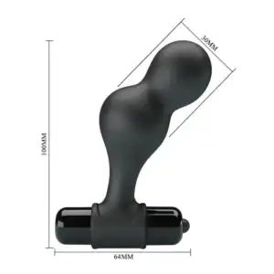 Dop anal vibrator Mr Play negru din silicon cu glonț albastru