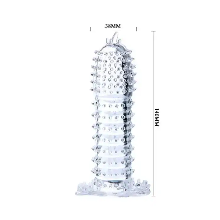 Husă pentru penis Baile transparentă cu puncte stimulatoare, 14 cm