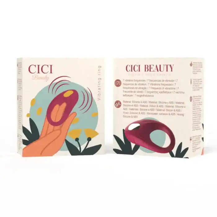 Inel vibrator Cici Beauty roșu din silicon cu stimulator pentru clitoris