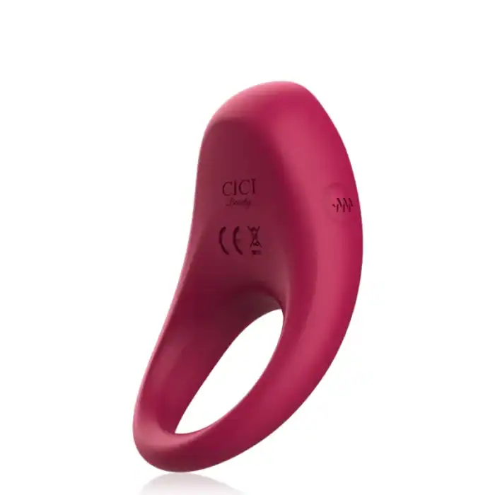 Inel vibrator Cici Beauty roșu din silicon cu stimulator pentru clitoris