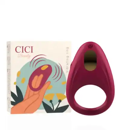 inel vibrator Cici Beauty roșu din silicon cu stimulator pentru clitoris