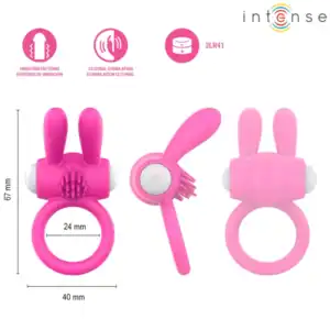 Inel vibrator Intense Hopps roz cu urechi de iepuraș