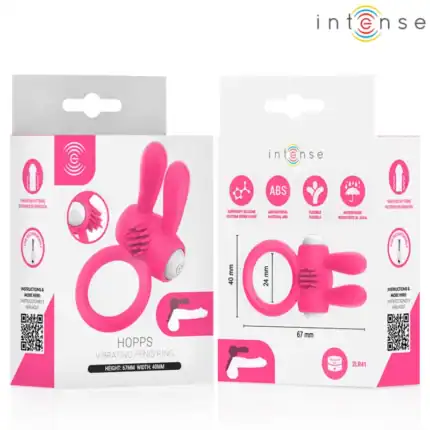 Inel vibrator Intense Hopps roz cu urechi de iepuraș