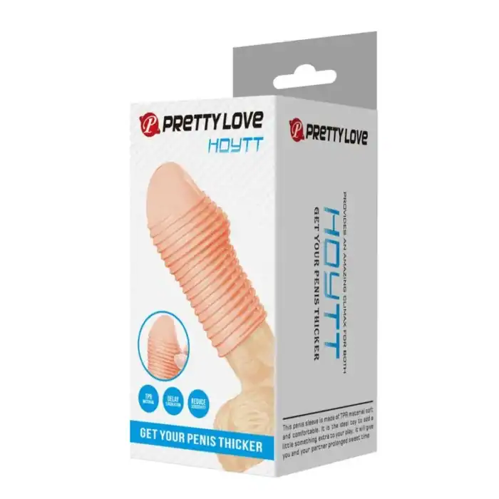 Manșon pentru penis Pretty Love Hottt natural cu inele texturate