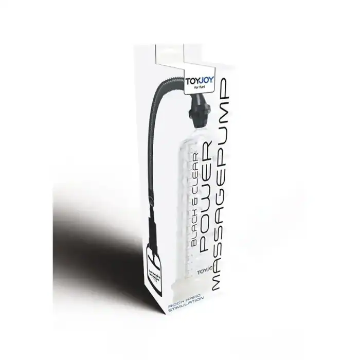 Pompă penis ToyJoy de masaj cu manșon transparent și scală în centimetri - cutie