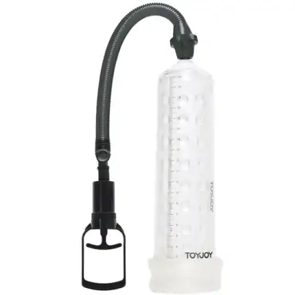 Pompă penis ToyJoy de masaj cu manșon transparent și scală în centimetri